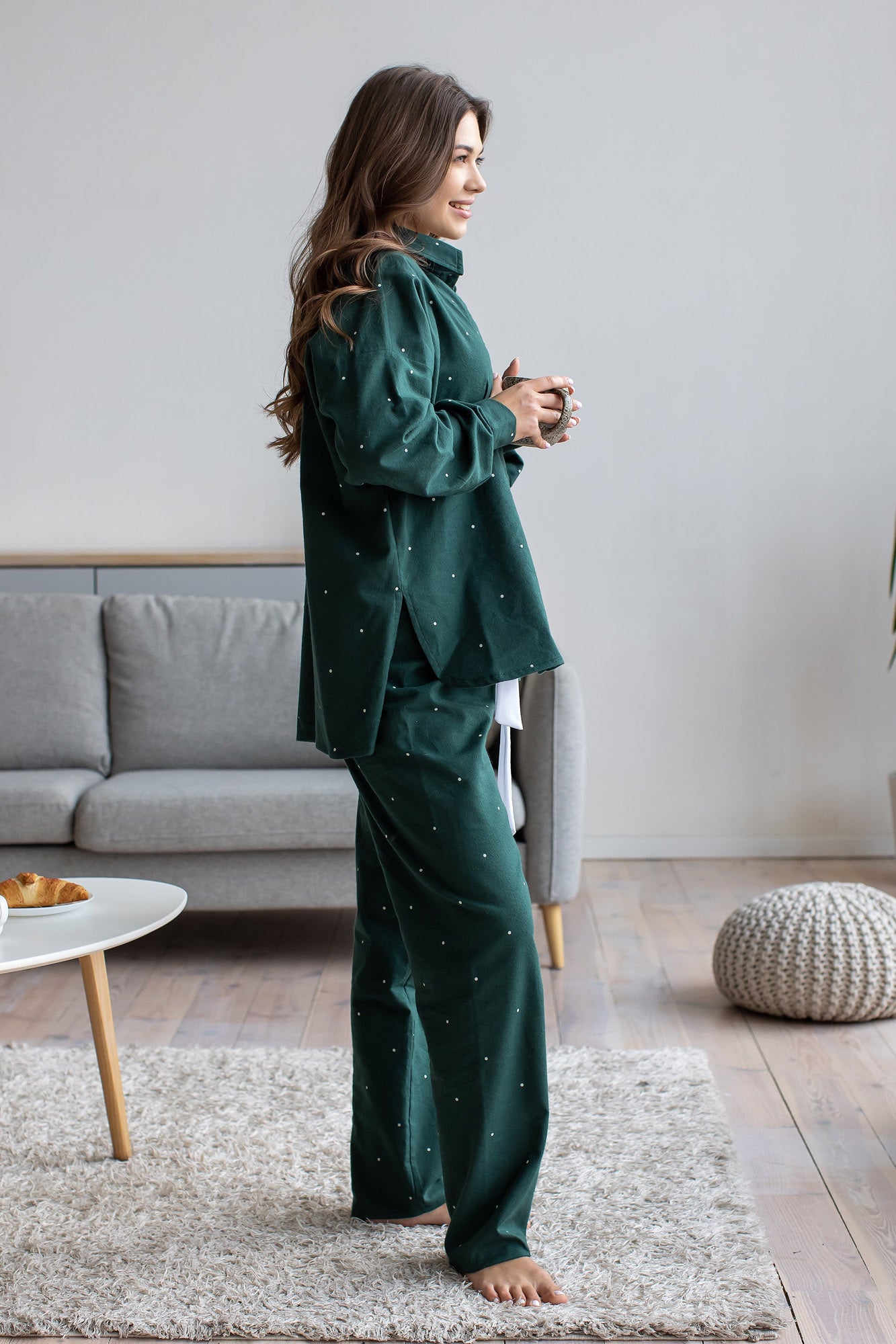 Hose Flanell Dunkelgrun