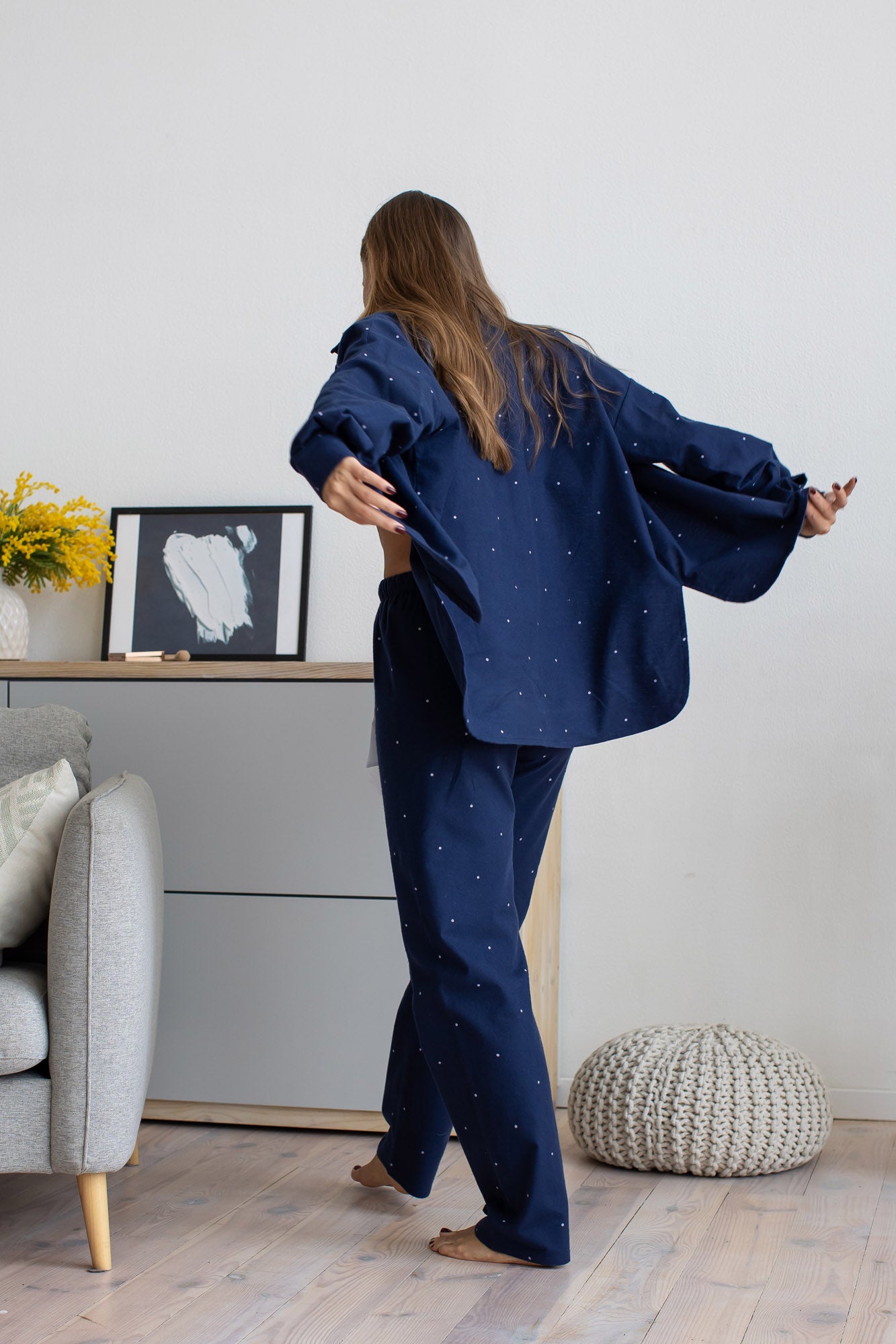 Hose Flanell Dunkelblau