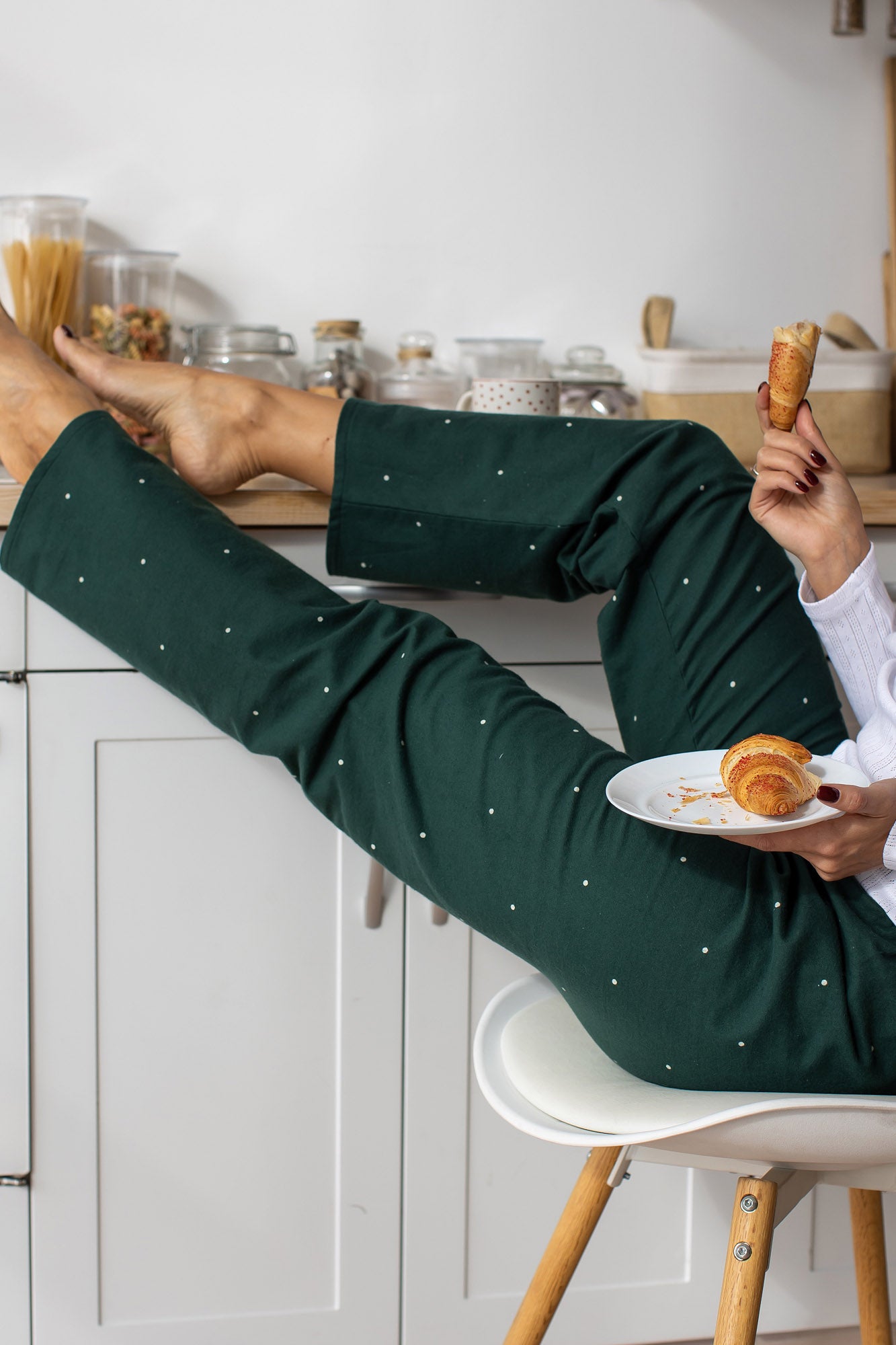 Hose Flanell Dunkelgrun