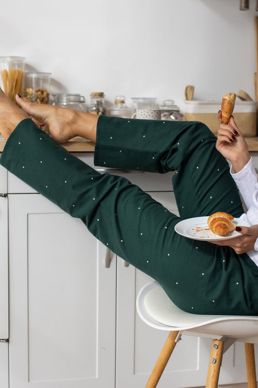 Hose Flanell Dunkelgrun