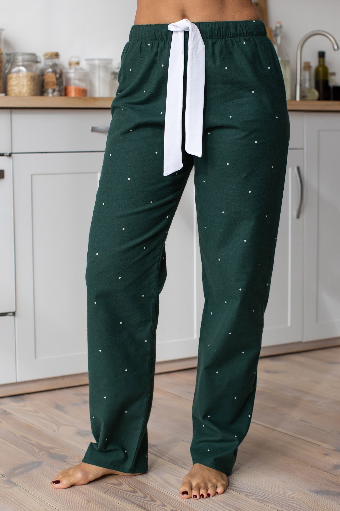 Hose Flanell Dunkelgrun