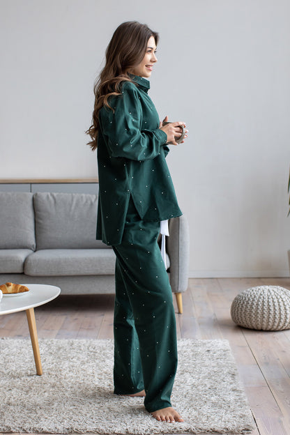 Hose Flanell Dunkelgrun