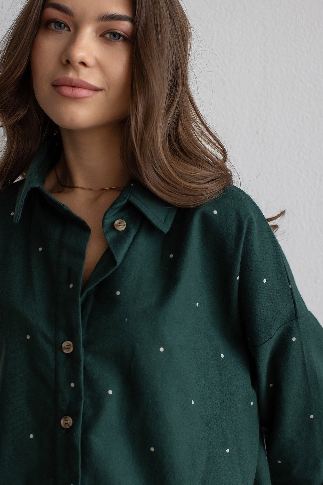 Oversized Flanellhemd in mittlerer Länge, dunkelgrun