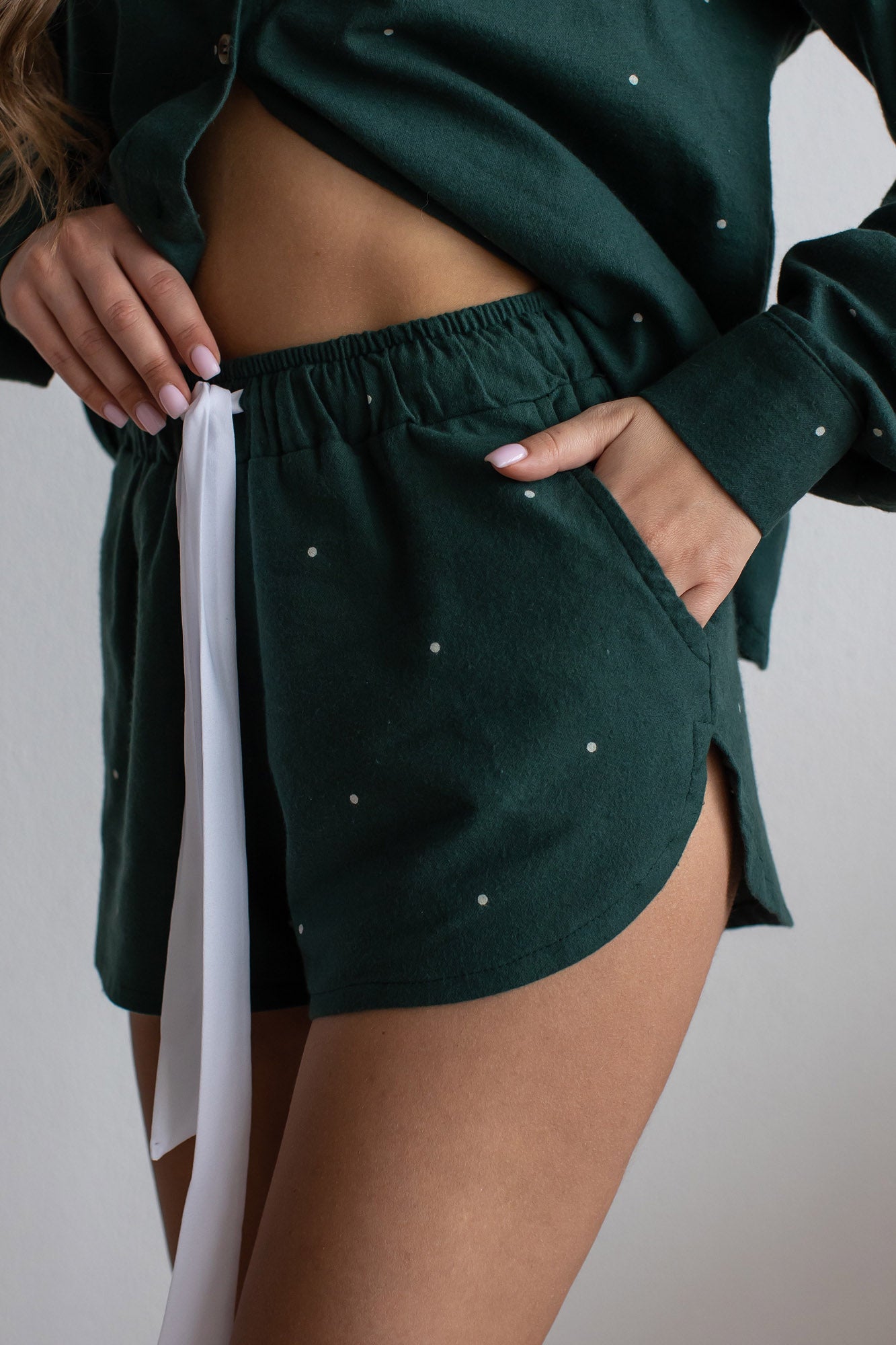 Shotrs Flanell Dunkelgrun