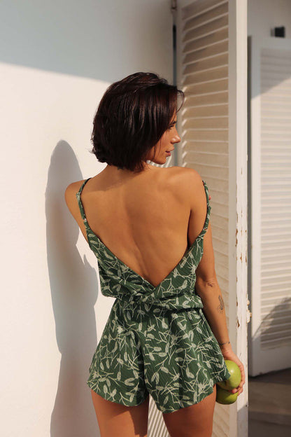 Jumpsuit Grün mit Print