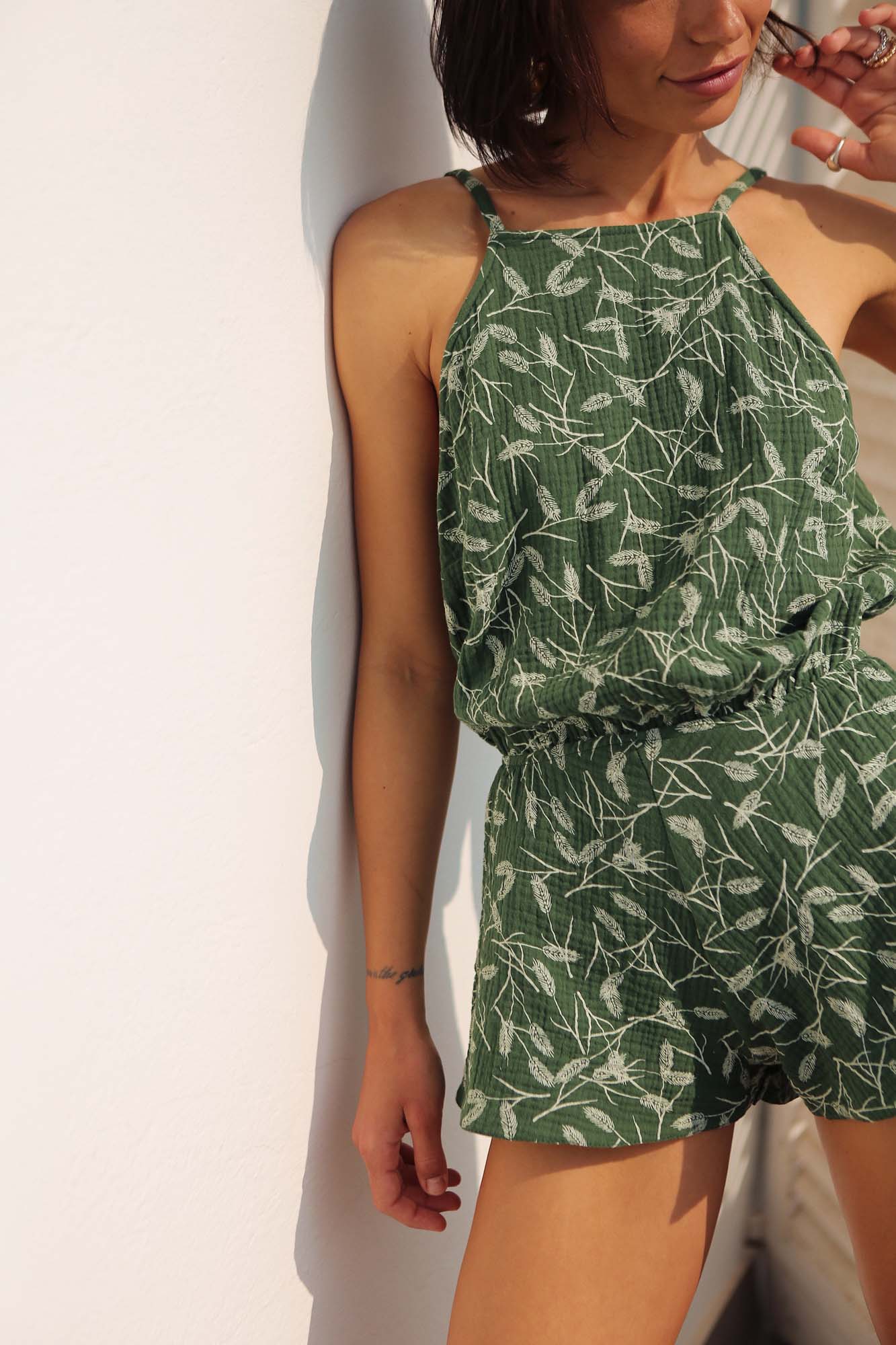Jumpsuit Grün mit Print