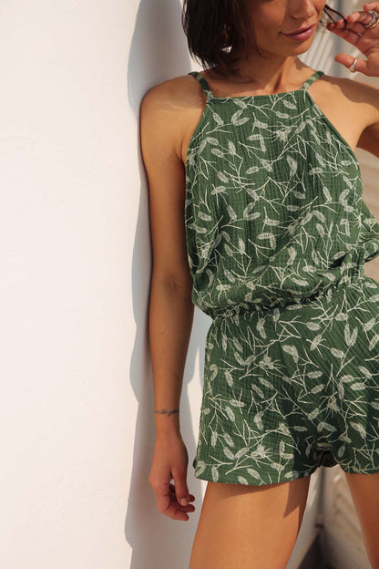 Jumpsuit Grün mit Print