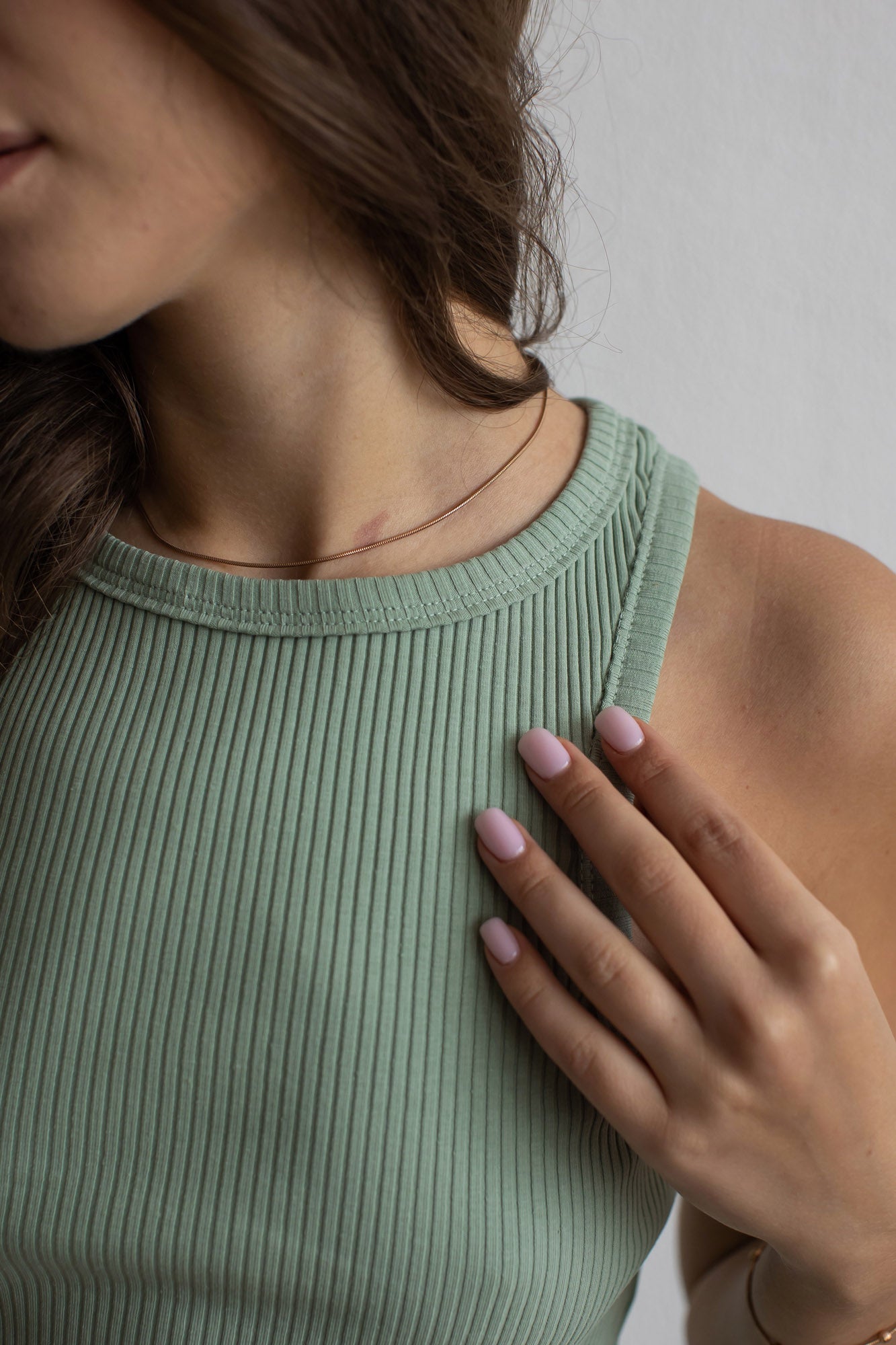 Set: Rippstrick-Tanktop und Palazzo-Hose, Hellgrun