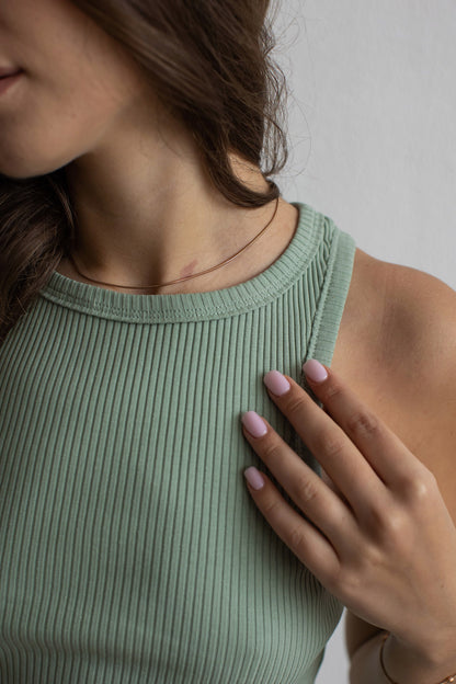 Set: Rippstrick-Tanktop und Palazzo-Hose, Hellgrun